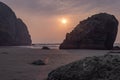 sun and rock formations at ruby beach Royalty Free Stock Photo
