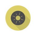 sun in round long shadow icon. Simple glyph, flat vector of web icons for ui and ux, website or mobile application Royalty Free Stock Photo