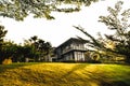 The sun`s rays before sunset illuminated a house in the Taman Dayu housing complex