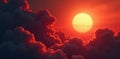 Sun s surface, dense smoke clouds obscuring detail, cosmic, fiery