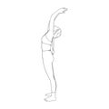 Sun salutating yogi woman. Hatha yoga back bend pose. Vector illustration in white background