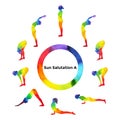 Sun salutation A, surya namaskar A sequence, watercolor painting Royalty Free Stock Photo