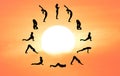 Sun salutation or surya namaskara