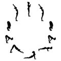 Sun salutation. Surya namaskara A. Yoga sequence.