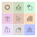 sun , school , buildings, pointer , arrow , ecology , sun , cloud , rain , weather , eps icons set vector