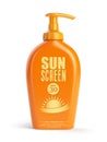 Sun screen cream, oil and lotion containers. Sun protection