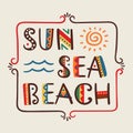 Sun Sea Beach-T-shirt surf design Vector