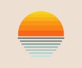 Sun and sea retro symbol. Sunset icon