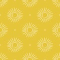 Sun seamless pattern. Yellow color vector background. Summer and spring print. Doodle sketch