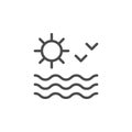 Sun seascape line outline icon