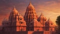 the sun set on another day in Ayodhya Hindu Temple AI Generated Image