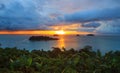 Sun set and beautiful dusky sky at Koh Chang Island view point t