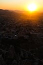 Sun set at Capadocia, Goreme, Nevsehir, Turkey Royalty Free Stock Photo