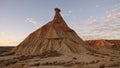 Castil de tierra in the evening at Las Bardenas Reales semi desert in Navara, Spain Royalty Free Stock Photo