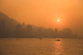 the sun set at hong kong habour 5 Jan 2013 Royalty Free Stock Photo