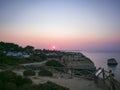 Sun set in marinha beach algarve portugal Royalty Free Stock Photo