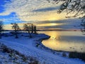 Sun set in Norway, the west coast at Hafrsfjord in Stavanger