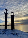 Sun set in Norway, the west coast at Hafrsfjord in Stavanger