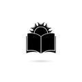 Sun set over the book business element icon logo Royalty Free Stock Photo