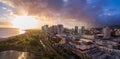 Sun set over skyline of Honolulu Royalty Free Stock Photo