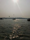 Sun set over yamuna river allahabad up