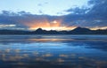 Sun set reflection in Bonneville salt flats Royalty Free Stock Photo