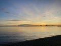 Sun set and sun rise view beach horizon blue sky