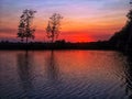 Sun set view in the lake Royalty Free Stock Photo