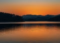 Sunset Over Lake With Mountains Royalty Free Stock Photo
