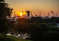 Sun sets behind Olympic Stadium Royalty Free Stock Photo