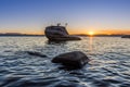 Sun burst over Bonsai Rock Royalty Free Stock Photo