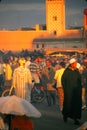 Sun sets on crowd in the Djemma el Fna
