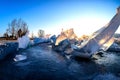 The sun sets of glacier in winter Royalty Free Stock Photo