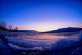 The sun sets of glacier in winter Royalty Free Stock Photo