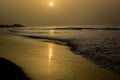 The sun sets at Kotu beach in The Gambia Royalty Free Stock Photo