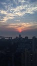 Sun sets on Lower Parel business district area, Mumbai, India