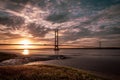 The Sun sets over the Humber Bridge Royalty Free Stock Photo