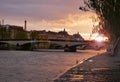 Sun set over The Seine - Paris after the rain