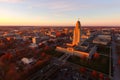 The sun sets over the State Capital Building in Lincoln Nebraska Royalty Free Stock Photo