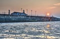 Sunset over the Stone Jetty Royalty Free Stock Photo