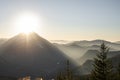 the sun is setting in Austrias lower alps Royalty Free Stock Photo