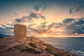 Dramatic sunset at Punta Spanu on the coast of Corsica Royalty Free Stock Photo