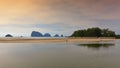 Sun setting behind the hilly islands of Andaman Sea Royalty Free Stock Photo