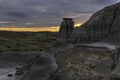 Sunset at Dinosaur Provincial Park, Alberta, Canada Royalty Free Stock Photo