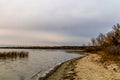 Sun setting on the fall colours around the lake. Battleford Provincial Park Saskatchewan Canada