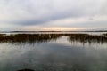 Sun setting on the fall colours around the lake. Battleford Provincial Park Saskatchewan Canada Royalty Free Stock Photo