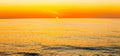 Sun Is Setting On Horizon At Sunset Sunrise Over Sea Or Ocean. Royalty Free Stock Photo