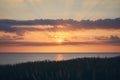 Sun setting at the north sea in Denmark