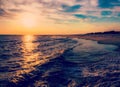 The sun setting over the Atlantic Ocean, Cape May, New Jersey. Royalty Free Stock Photo