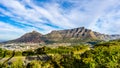 Sun setting over Cape Town, Table Mountain, Devils Peak and the Twelve Apostles Royalty Free Stock Photo